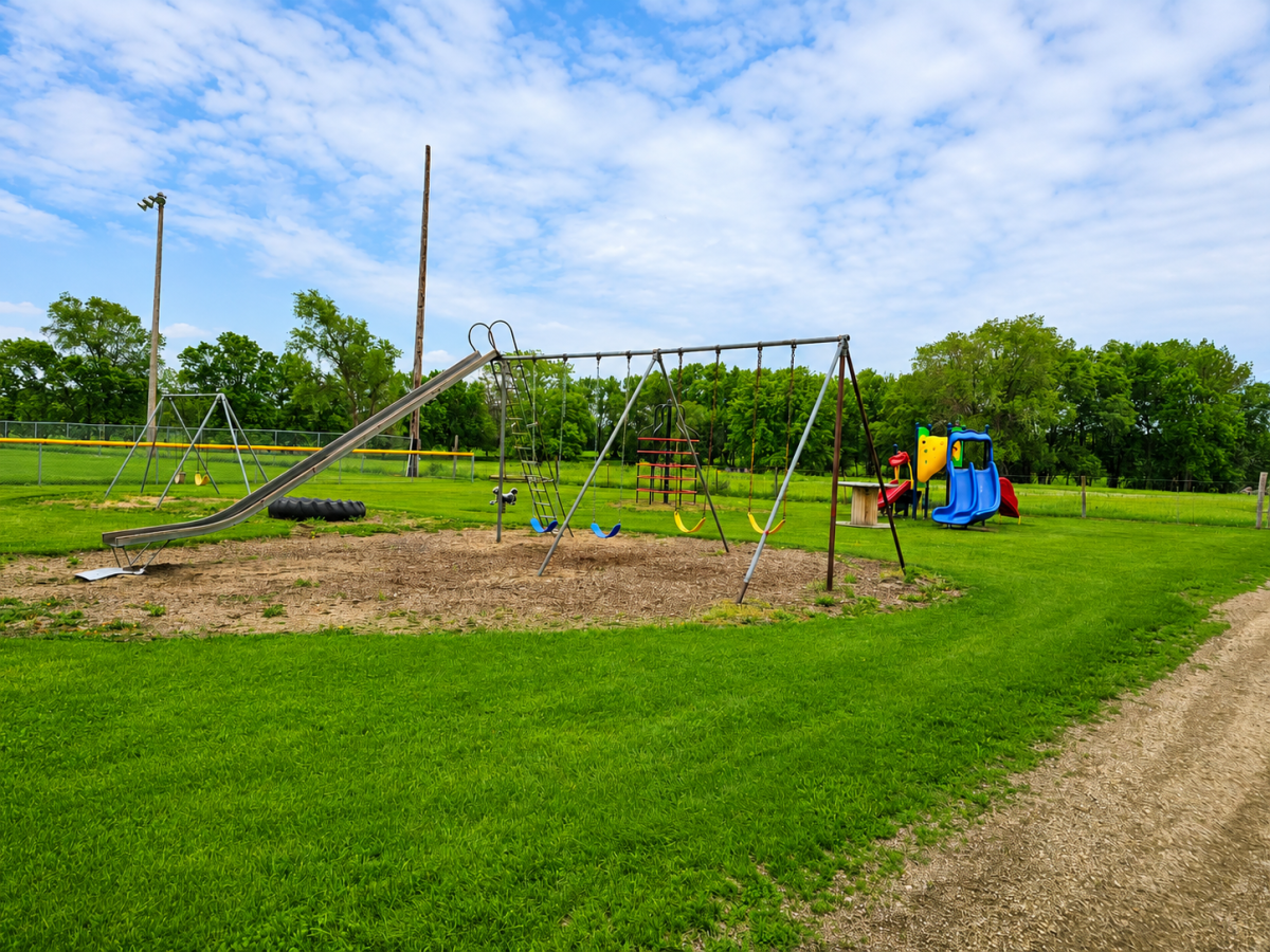 Sunny park playground in summer calm